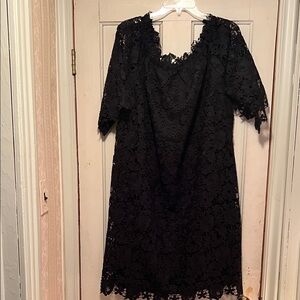 Roaman's Black Lace Midi Dress